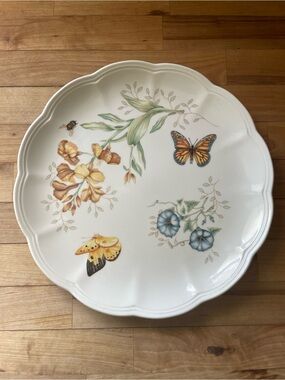 Lenox White Floral & Butterfly Scalloped Serving Platter